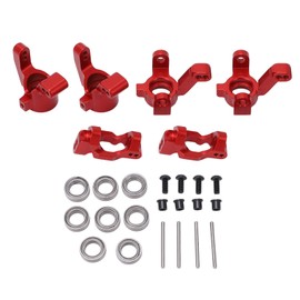 RC Steering Group Assembly Set Aluminum Alloy RC Car Steering Assembly Kit for Traxxas Latrax Teton 1/18 Red