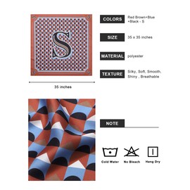 AWAYTR 35” Alphabet Head Scarf for Women Like Silk Scarf for Hair Scarves Hair Bandana For Women Headscarf Hair Wrap Scarfs Neck (S)