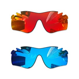 Combine8 2 Pieces Ploarized Replacement Lenses for Oakley RadarLock Path Vented/RadarLock Path Vented Asian Fit (AF) OO9206 Sunglasses - Fire Red + Ice Blue