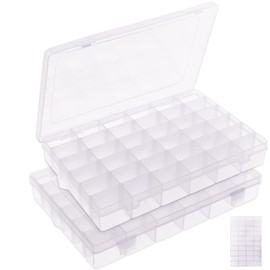 Umirokin 2 Pack 36 Grids Plastic Organizer Box with Adjustable Dividers, Craft Organizers and Storage Box for Tackle Bead Thread Fishing Screws Nails Rock Jewelry, Small Parts for Arts and Crafts