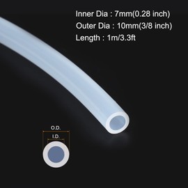 MECCANIXITY 3.3ft Clear Silicone Rubber Tubing 3/8" OD Plastic Tube Flexible Air Hose for Brewing, Wine Making, Pump Siphon, 7mm x 10mm, with 2pcs Clamps