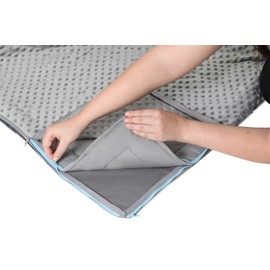 15lb Weighted Blanket + A FREE Minky Cover, Exclusive Stay-Put Zipper System Eliminates Weight Shifting & Bunching, New Cool & Silky MICROPEACH Fabric, Glass Beads, For Adults, Kids, Large Queen 60x80