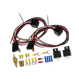 A ABSOPRO Dual Electric Fan Relay Kit with Thermostatic Sensor Switch 185 on 175 Off Radiator Electric Cooling Fan Wiring Install Kit Automotive Fan Wiring Kit Controller Item Replacement