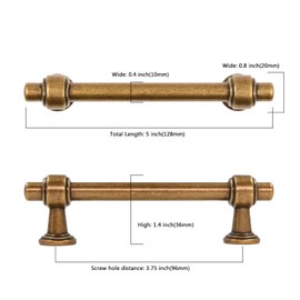 Asidrama 10 Pack 3.75 Inch(96mm) Antique Brass Kitchen Cabinet Handles, Cabinet Pulls Kitchen Cabinet Hardware for Cupboard Drawer Pulls