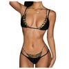 Verdusa Women's Leopard Triangle Bikini Tops Y2k Backless Tied Double