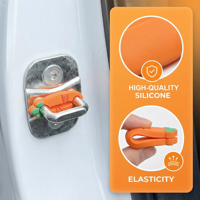 Car Door Latch Lock Covers, Cute Carrot Shape Silicone Shock
