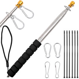 Portable Handheld Flag Pole with Clips Zip Ties,8.2Ft/2.5M Telescopic Handheld Flagpoles,Extendable Tour Guide Flag Pole Telescoping Teaching Pointer Stick Collapsible Flag Pole for 3x5 4x6 Flags