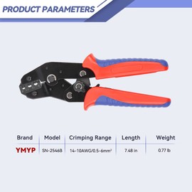 YMYP Solar Panel PV Cable Crimping Tool, Crimper for AWG 14-10 (2.5/4/6mm²) Solar Connectors - Lightweight 7 Inch Pilers
