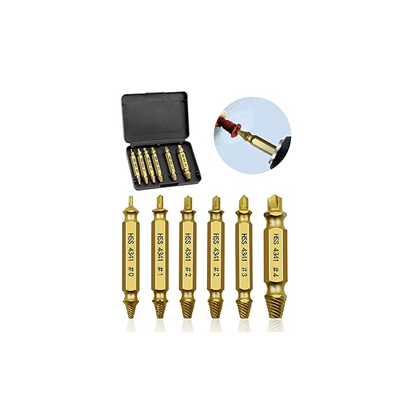 YIXISI 6 PCS Profession Damaged and Stripped Screw Extractor, Broken