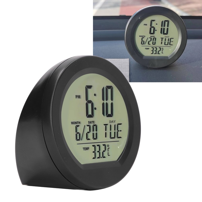 Car Digital Temperature Dashboard Clock Solar Powered Automatic Mini Car