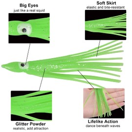 Squid Skirts Fishing Lures Saltwater Octopus Skirts Soft Trolling Lures Glow Lures Saltwater Octopus Squid Skirts Soft Octopus Bait for Bass Trout Fishing