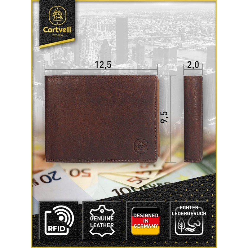 Cartvelli Men's Leather Wallet Dark Brown with Wooden Gift Box