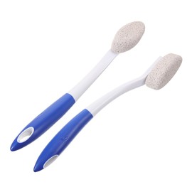 Baluue 2 Pack Long-handled Foot Scrubber Calloused Feet Remover Tool Pumice Stone Pedicure File