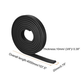 TOP-VIGOR EPDM Rubber Foam Strip 10mm (T) x 20mm (W) x 4000mm (L), Weatherproof Door Seal Rubber Sealing Strip Foam Tape for DIY Gasket Insulation Soundproofing, Reduce Vibration Mat Black