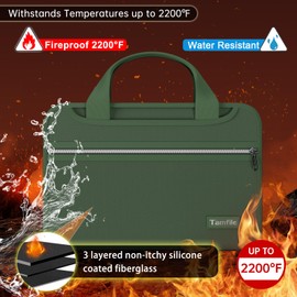 Fireproof Accordion File Organizer with Handle, 13 Pocket Expanding File Folder with Zipper & Labels, File Folder with 3 Ring Binder, Multi Pockets Paper Organizer Folder for Letter A4 Files (Green)