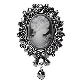Xuniu Fashion Vintage Cameo Victorian Style Pendant Brooch Pin for Party Wedding, Metal, Cameo