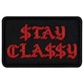Rocking Planet Stay Classy Patch Embroidered Badge Biker Applique Fastener Hook & Loop Emblem