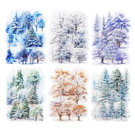 MiyouLuna 120 Pcs Winter Scenery PET Stickers Set, Snowy Tree Stickers for Scrapbooking, Journaling, DIY Crafts, and Holiday Decorations