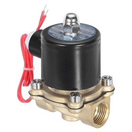 sourcing map Brass Electric Solenoid Valve, 1/2" NPT 220V AC Air Valve Normally Closed for Water Gas Fuel Diesel Oil