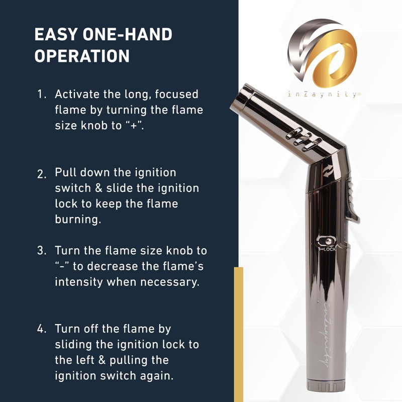 inZaynity Pen Torch Lighter - Windproof Jet Flame, Tiltable Head