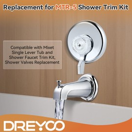 Dreyoo Shower Trim Kit, Compatible with Mixet MTR-5, Compatible with Mixet Tub and Shower Faucets, Includes 5-1/2 Inch OD Chrome Flange, Temperature Handle and Volume Control Handle