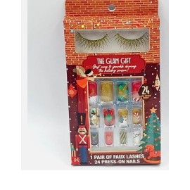 Unbranded 3 pack ( *24 Press-on Nails 1pair Of Faux Lashes 0eack pack *W Glitter