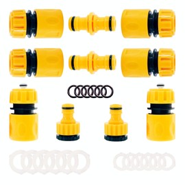 Garden Hose Coupling, 1/2 Inch Coupling, Hose Connection Set with Hose Connector 1/2 Inch, Two Way Coupling, Y Distribution, 2-in-1 Tap Connection for Garden Hose, Quick Connection, Pack of 10