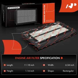 A-Premium - Filtro de aire de motor de 2 piezas compatible con Honda Odyssey 2002 2003 2004, 3.5L, reemplazo# 17220P8FA10