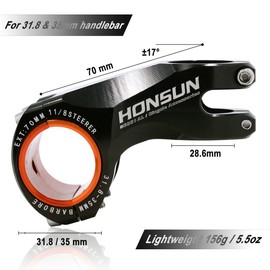 Felice Acekit Aluminum Alloy 31.8mm 7 Degree Bicycle Stem for Road Bike AM XC Mountain Bike with 1 1/8 Steer Tube and 1 1/4 Handlebar (Black II)