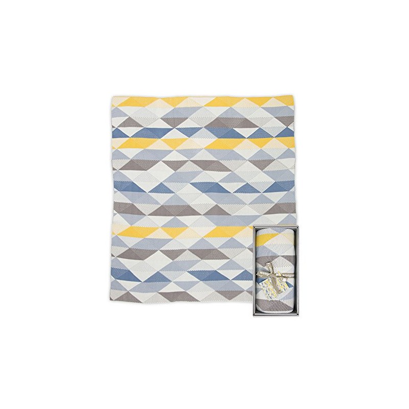 Weegoamigo Knitted Baby Blanket - Geo Blue