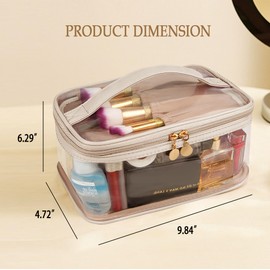 Ebbniur Clear Toiletry Bag, Transparent Travel Toiletries Organizer, Large Opening Cute Travel Makeup Bag, Portable Large Capacity Travel Essentials for Women (White)