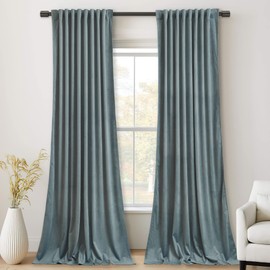 StangH Super Soft Stone Blue Velvet Curtains Light Blocking for Kids Bedroom, Vertical Privacy Panels Temperature Balance for Home Office Soundproof for Study/Hallway, W52 x L102, 2 Pieces