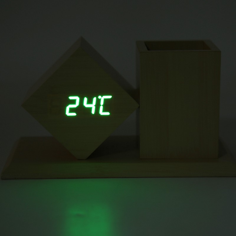 Pen Holder Alarm Clock Pen Holder Design Green Light Temperature