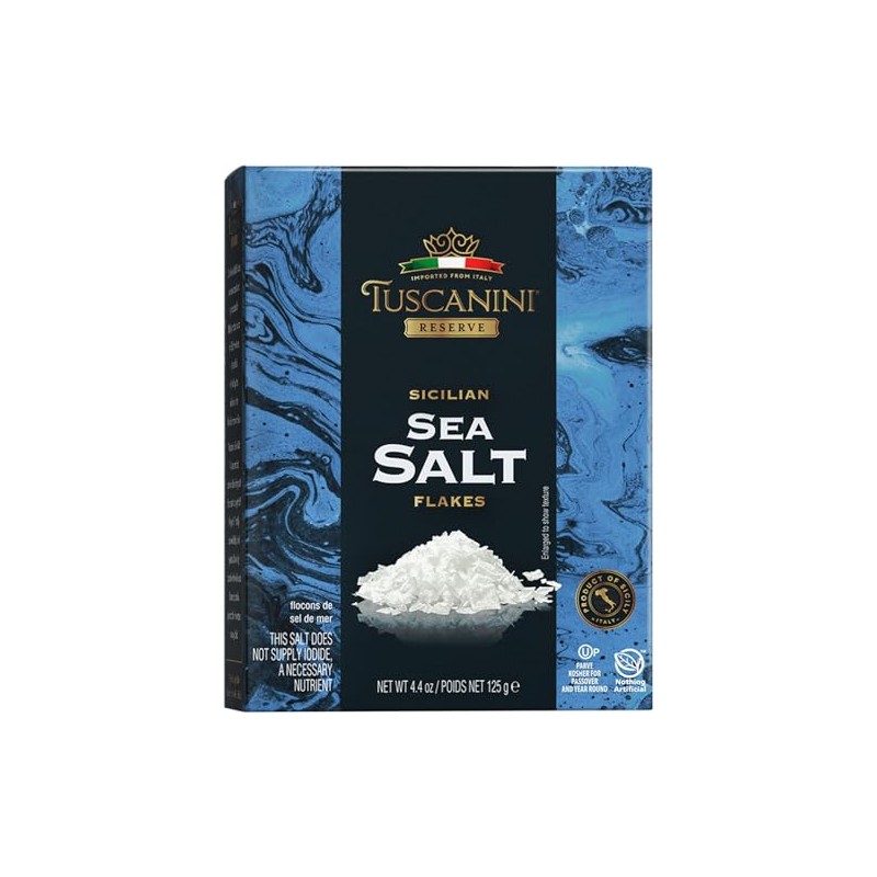 Tuscanini Italian Sea Salt Flakes, 4.4oz | Flaky Sea Salt