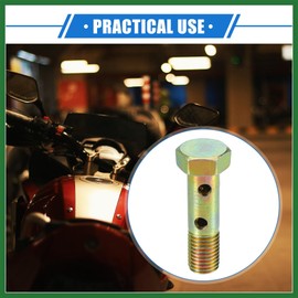 Motoforti Double Banjo Bolt Kit, M8x1.0 Length 32mm Metric Thread Turbo Brake Line Fitting Adapter Universal for Car Durable Metal Bronze Tone W/Washers Spacer Long-lasting