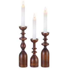 HOWSILAY Candle Holder Wood Candle Holders for Table Centerpiece Candlestick Holders Modern Farmhouse Decor Candlesticks fits 3/4" or 7/8" Taper Candle and Dia 1.5" Led Tea Lights or Pillar Candles