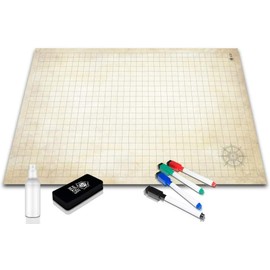 Melee Mats 24x36 Dry Erase Gaming Mat for DND with Grid Map, Markers, Eraser, Travel Tube