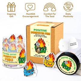 Emotional Support Dumpster Fire – Funny Dumpster Fire Gifts - 60 Positive Dumpster Fire Daily Affirmation Cards Jar – Coworker Leaving Gifts For Women - Funny Farewell Gift For Coworkers