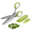 5-Blade Herb Cutter Scissors with Safety Cover, Cleaning Comb -