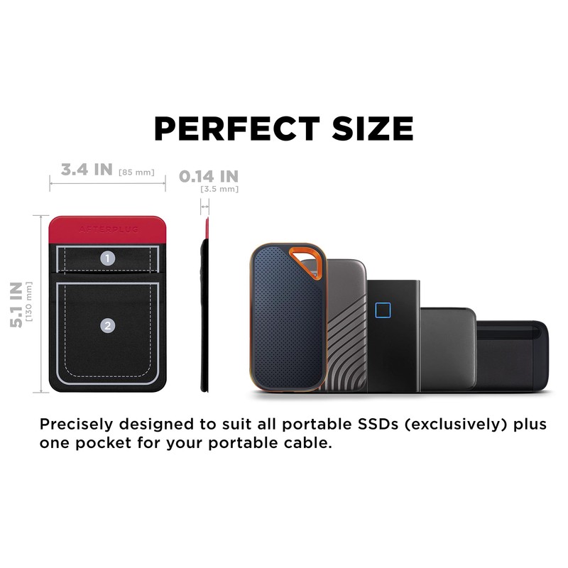 2-Pocket Adhesive Storage Pouch, Laptop Accessory Organizer for SSD, Magic