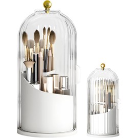 Organizador de Maquillaje Giratorio 360 Grados,Porta Brochas de Maquillaje,Organizador de Brochas de Maquillaje,Prueba de Polvo,para Maquillaje,Pintalabios,Pinceles