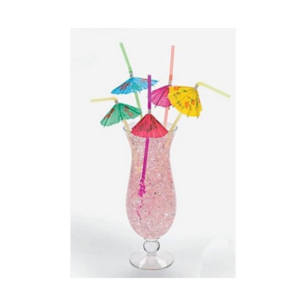 Luau Party Supplies- 48 Hibiscus Parasol Straws