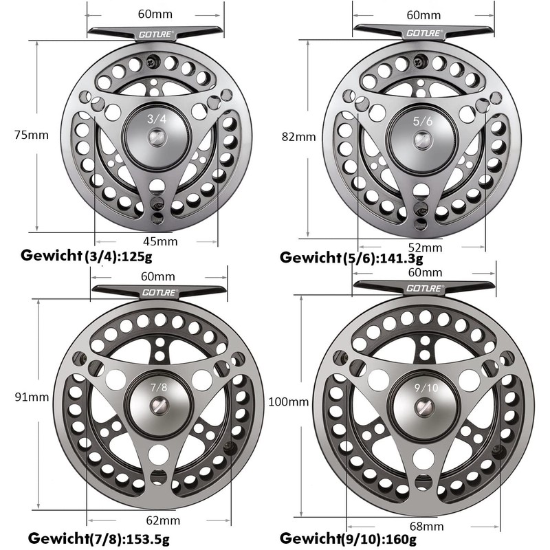 Goture Fly Reel Fly Fishing Reels Waterproof 2+1BB 3/4 5/6