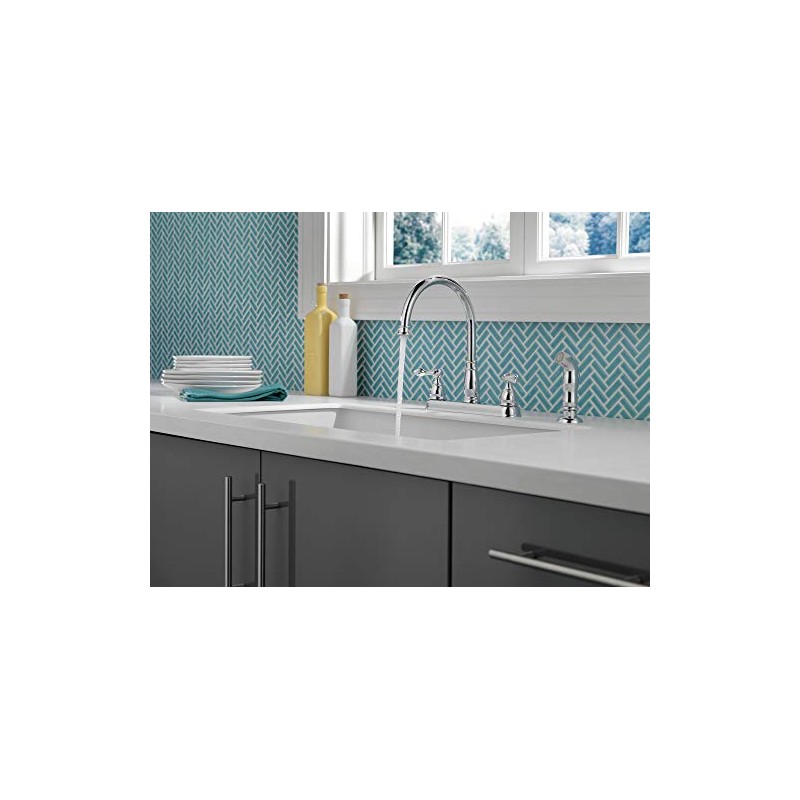 Delta Windemere Chrome Kitchen Faucet with Side Sprayer, Traditional 4