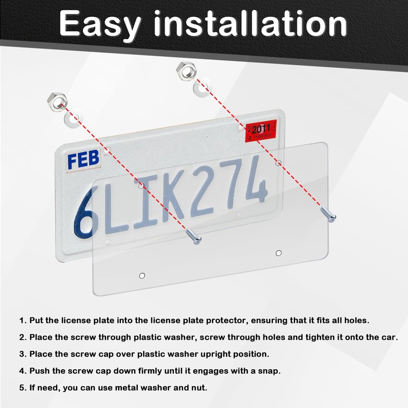 Wanheart Flat License Plate Cover Set 2 Pack White –