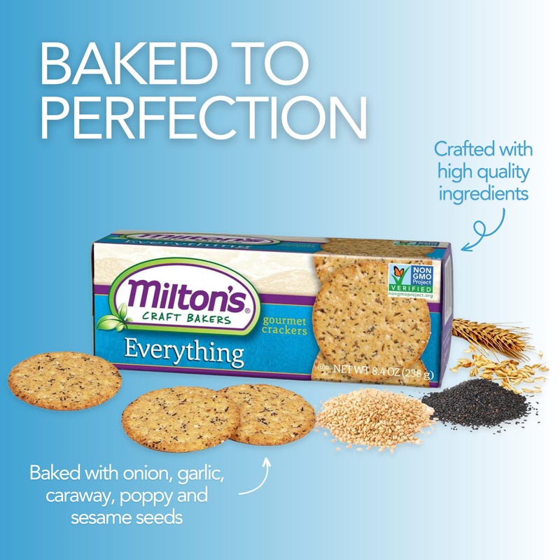 Milton's Craft Bakers Everything Gourmet Crackers - Non-GMO Project Verified