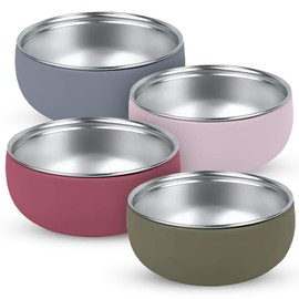 4 Pack Stainless Steel Bowls for Kids - BPA-Free Baby Bowls with Removable Silicone Base - Non-Slip Toddler Bowls for Snacks & Meals (Classic Colors)