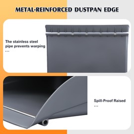 Broom and Dustpan Set for Home with 52 Inch Long Angled Handle - Stand Up Dustpan No Warping Metal Edge, Ergonomic Sweeping, 4 Layer Bristles and Hair Cleaning Teeth for Kitchen Office