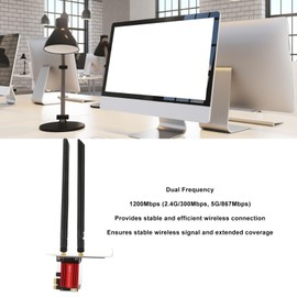 PCIE WiFi Card for PC, Wireless 1200Mbps (2.4GHz 300Mbps and 5GHz 867Mbps), PCIE WiFi Adapter, Dual Band WiFi Network Card, AC 7265 Network Adapter for Windows