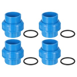 sourcing map PVC Union Pipe Fitting, 4Pcs 1-1/2" PVC Slip Union Coupling Adapter with O-Ring, Slip Socket Port Connection for Swimming Pools and Outdoor Plumbing Applications (Blue)